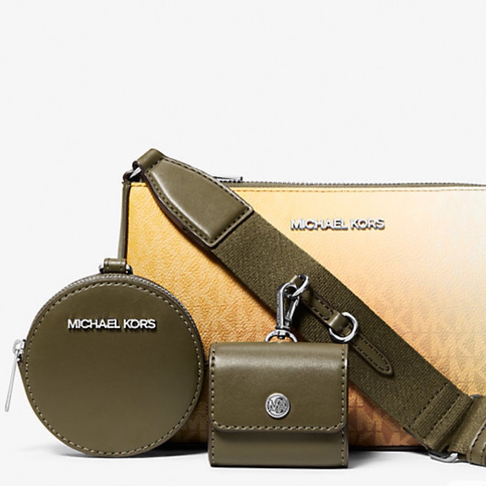 MICHAEL KORS Jet Set Sm Ombré Signature Logo Crossbody Case Apple Airpods Pro® - Picture 2 of 16